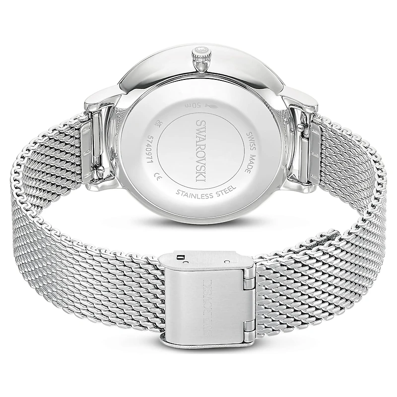 Clarica watch, Swiss Made, Metal bracelet, Silver Tone, Stainless steel by SWAROVSKI