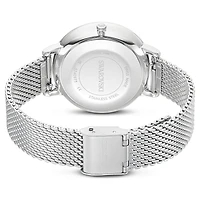 Clarica watch, Swiss Made, Metal bracelet, Silver Tone, Stainless steel by SWAROVSKI