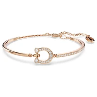 Symbolica bangle, Pavé, Horseshoe, White, Rose gold-tone plated by SWAROVSKI