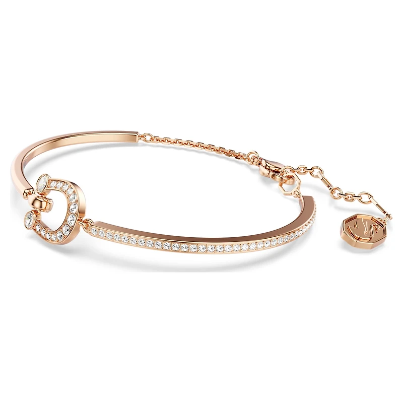 Symbolica bangle, Pavé, Horseshoe, White, Rose gold-tone plated by SWAROVSKI