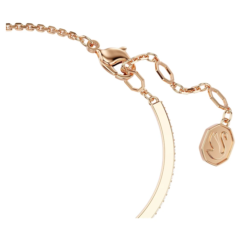 Symbolica bangle, Pavé, Horseshoe, White, 18K rose gold finish