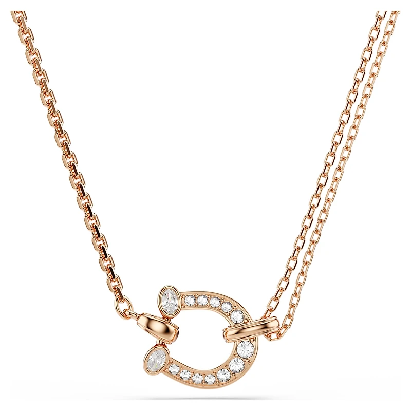 Symbolica pendant, Pavé, Horse shoe, White, 18K rose gold finish