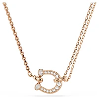 Symbolica pendant, Pavé, Horseshoe, White, 18K rose gold finish