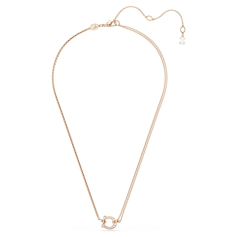 Symbolica pendant, Pavé, Horseshoe, White, 18K rose gold finish