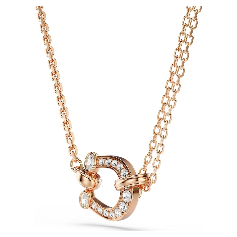 Symbolica pendant, Pavé, Horseshoe, White, Rose gold-tone plated by SWAROVSKI