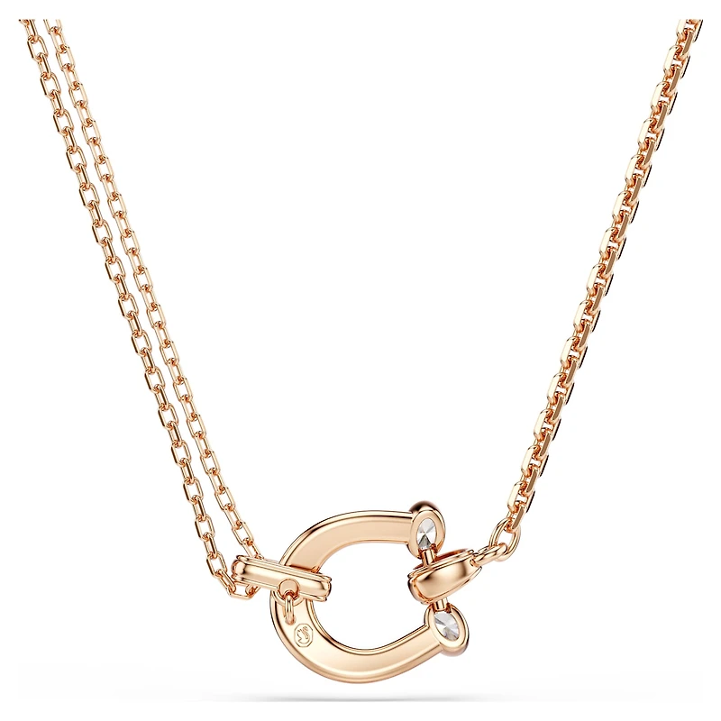 Symbolica pendant, Pavé, Horseshoe, White, 18K rose gold finish
