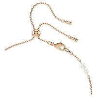 Symbolica y necklace, Crystal pearl, Pavé, Horse shoe, White, 18K rose gold finish