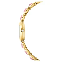 Idyllia Heart watch, Crystal bracelet, Pink, Gold-tone finish by SWAROVSKI