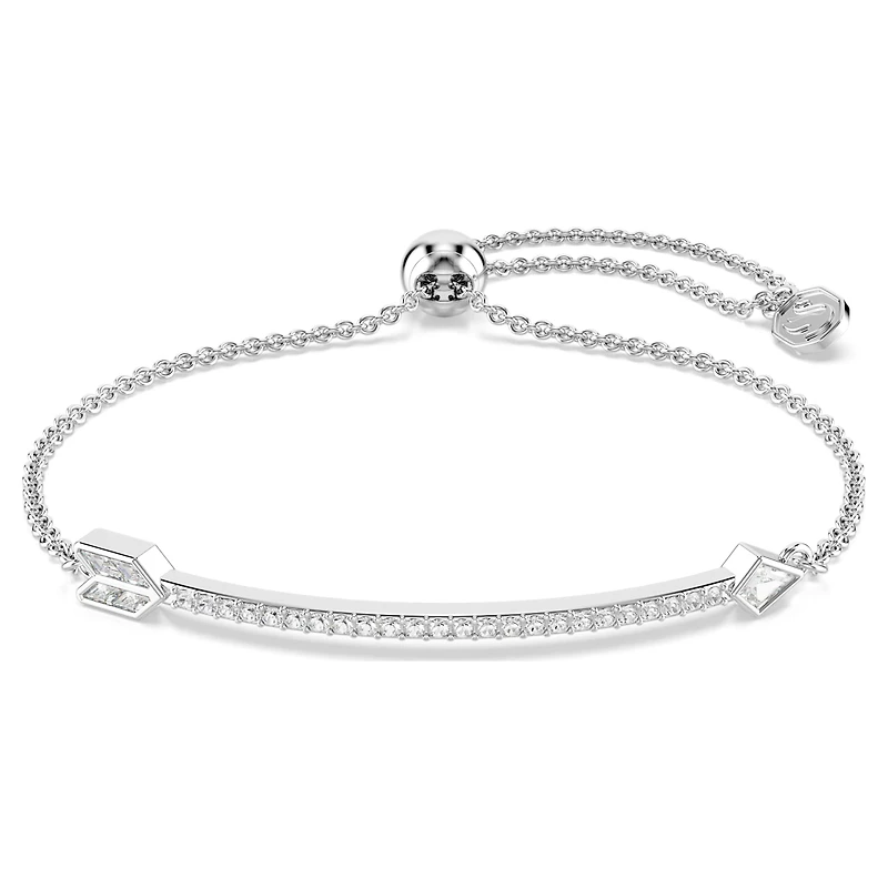 Idyllia bracelet, Mixed cuts, Arrow, White, Rhodium plated by SWAROVSKI