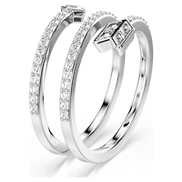 Idyllia motif ring, Mixed cuts, Arrow, White, Rhodium plated by SWAROVSKI