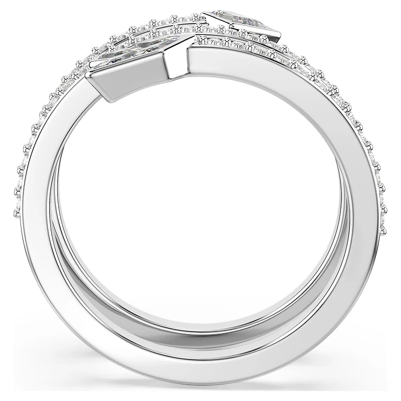 Idyllia motif ring, Mixed cuts, Arrow, White, Rhodium plated by SWAROVSKI