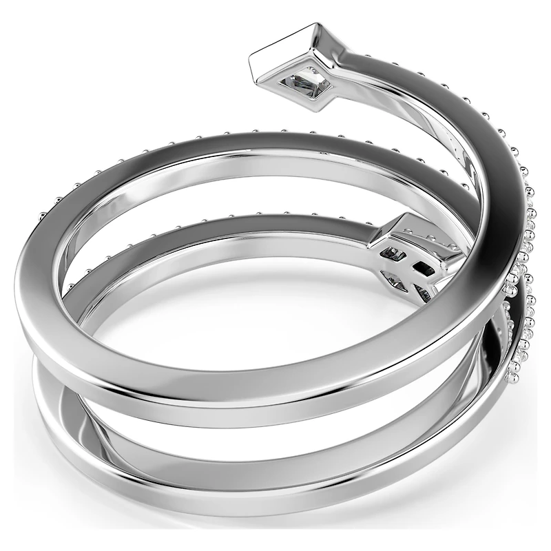 Idyllia motif ring, Mixed cuts, Arrow, White, Rhodium plated by SWAROVSKI