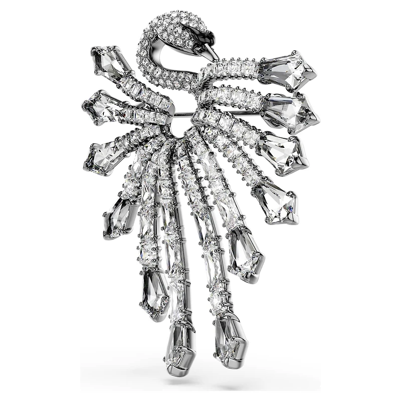 The Vienna Collection brooch, Swan, White, Ruthenium plated by SWAROVSKI