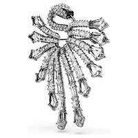 The Vienna Collection brooch, Swan, White, Ruthenium plated by SWAROVSKI