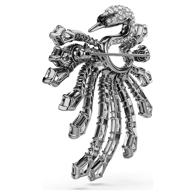 The Vienna Collection brooch, Swan, White, Ruthenium plated by SWAROVSKI