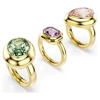 Gema motif ring, Set (3), Multicoloured, 18K gold finish