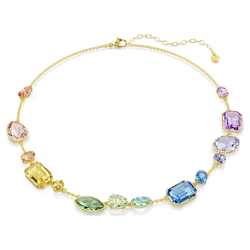 Gema necklace, Mixed cuts, Multicoloured, 18K gold finish