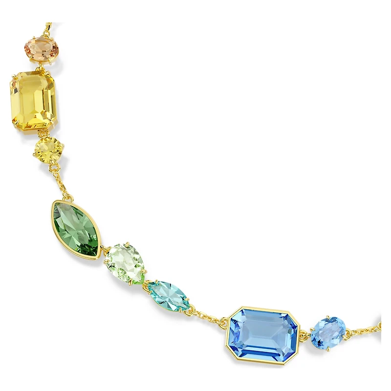 Gema necklace, Mixed cuts, Multicoloured, 18K gold finish