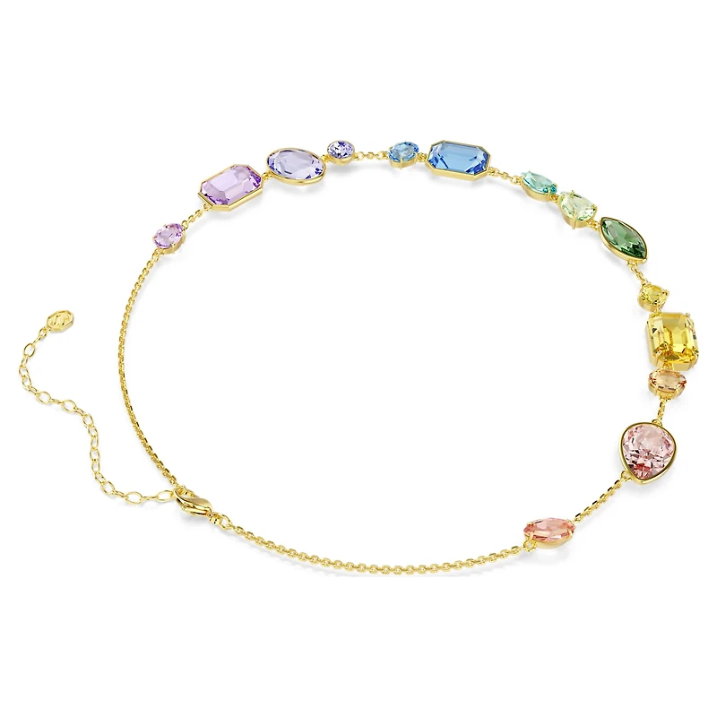 Gema necklace, Mixed cuts, Multicoloured, 18K gold finish