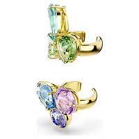 Gema ear cuffs, Asymmetrical design, Mixed cuts, Multicoloured, 18K gold finish
