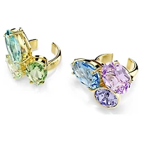 Gema ear cuffs, Asymmetrical design, Mixed cuts, Multicoloured, 18K gold finish