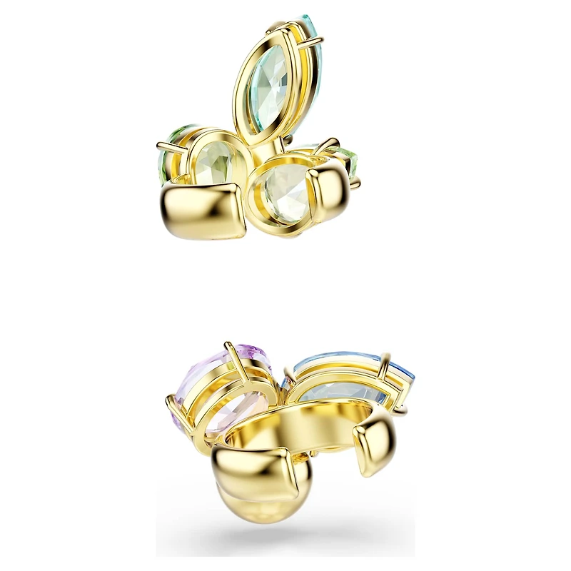 Gema ear cuffs, Asymmetrical design, Mixed cuts, Multicoloured, 18K gold finish