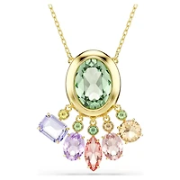 Gema pendant, Mixed cuts, Dangling crystals, Multicoloured, 18K gold finish