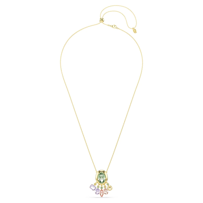 Gema pendant, Mixed cuts, Dangling crystals, Multicoloured, 18K gold finish
