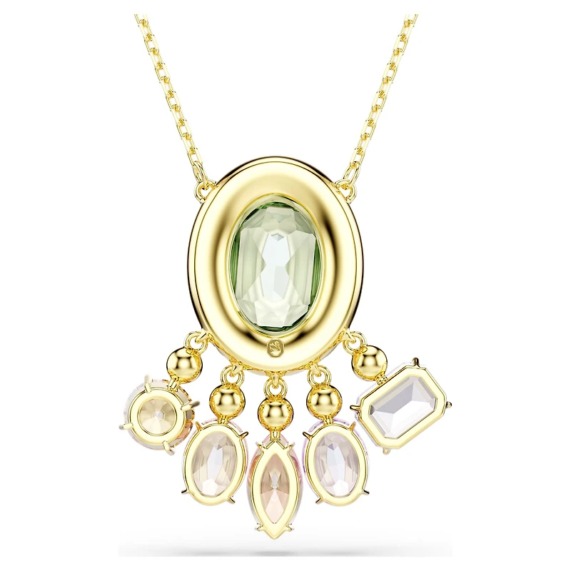 Gema pendant, Mixed cuts, Dangling crystals, Multicoloured, 18K gold finish