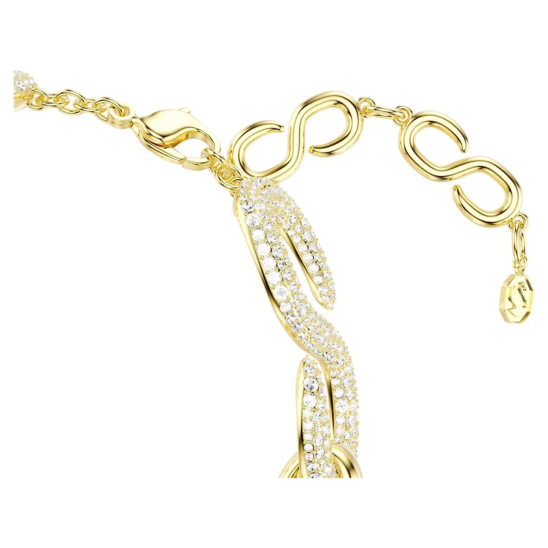 Dextera choker, Round cut, White, 18K gold finish