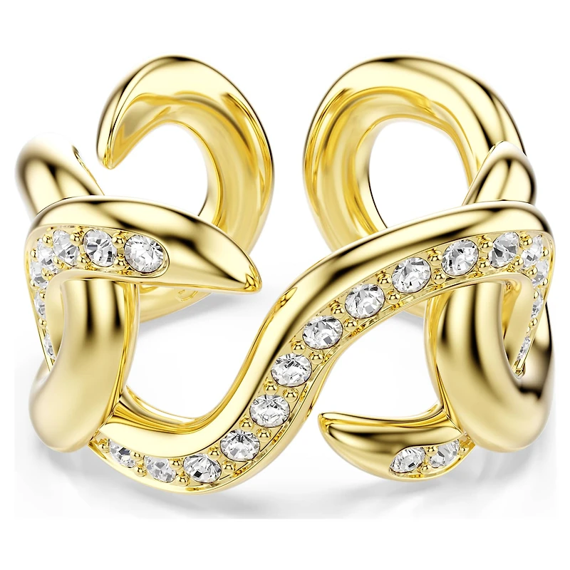 Dextera open ring, Round cut, White, 18K gold finish