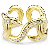 Dextera open ring, Round cut, White, 18K gold finish