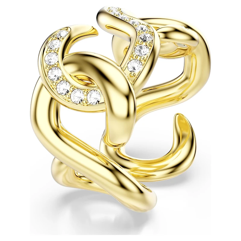 Dextera open ring, Round cut, White, 18K gold finish