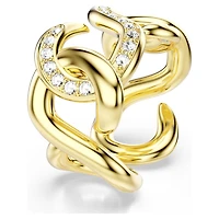 Dextera open ring, Round cut, White, 18K gold finish