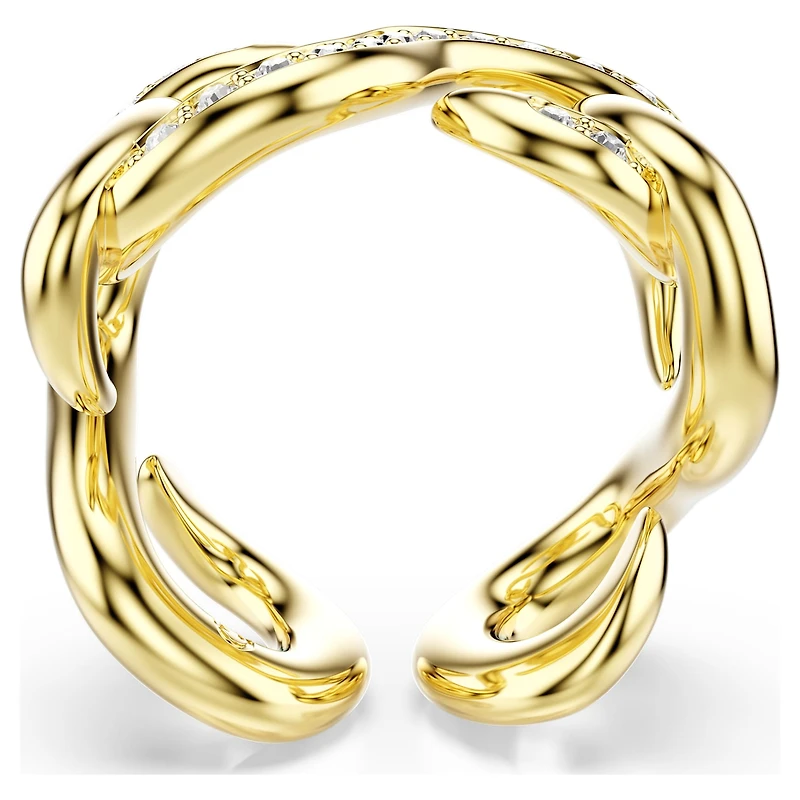 Dextera open ring, Round cut, White, 18K gold finish