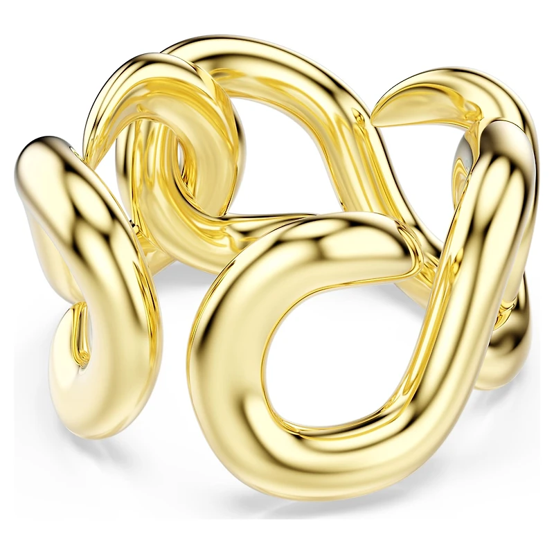 Dextera open ring, Round cut, White, 18K gold finish