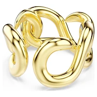 Dextera open ring, Round cut, White, 18K gold finish
