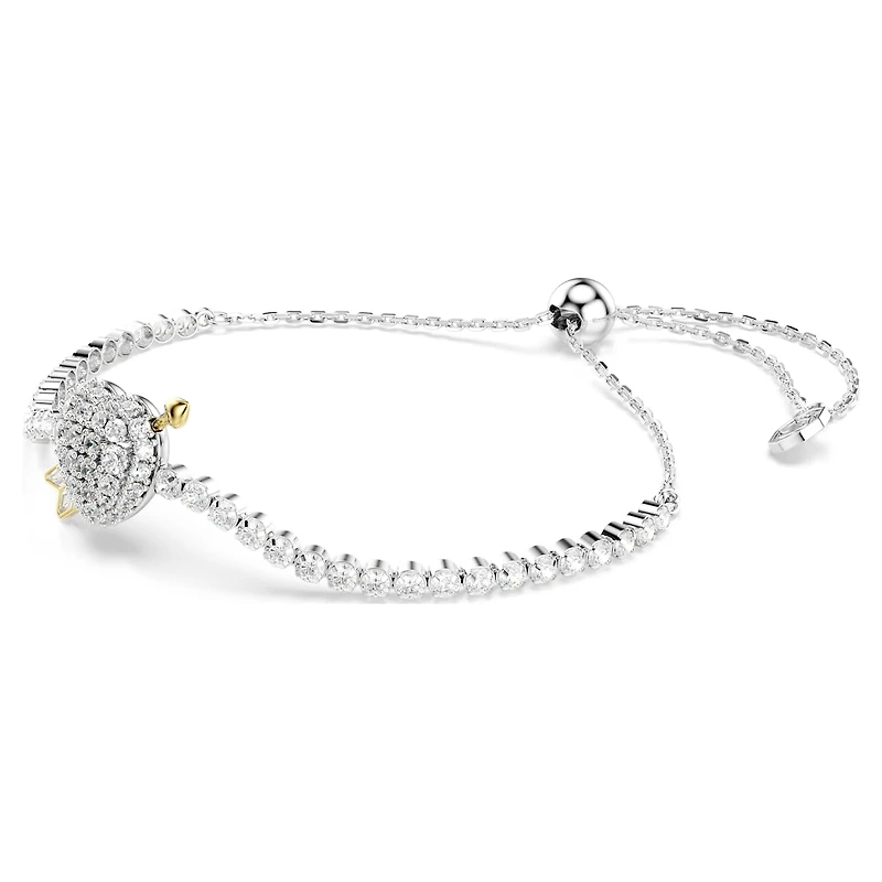 Idyllia bracelet, Mixed cuts, Heart with arrow, White, Rhodium plated by SWAROVSKI