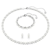 Matrix set, Crystal pearl, Round cut, White, Rhodium plated by SWAROVSKI