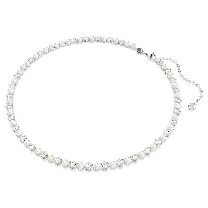 Matrix set, Crystal pearl, Round cut, White, Rhodium plated by SWAROVSKI