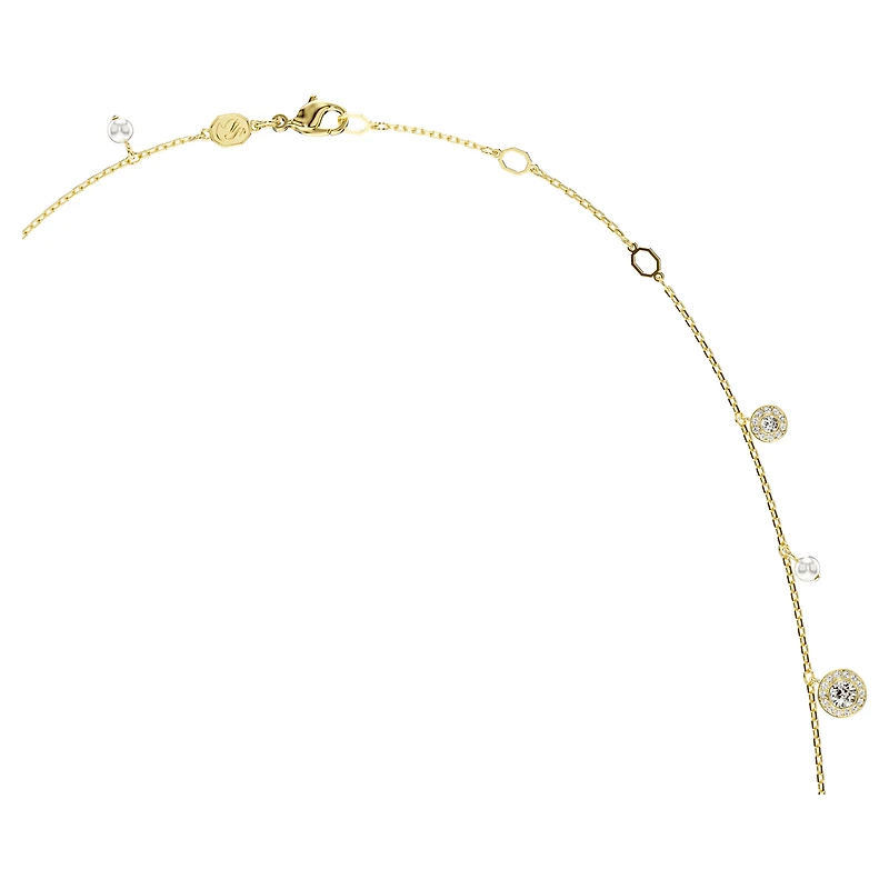 Una Angelic strandage, Crystal pearl, Round cut, White, 18K gold finish