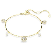 Una Angelic strandage, Crystal pearl, Round cut, White, 18K gold finish