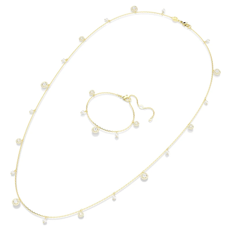 Una Angelic strandage, Crystal pearl, Round cut, White, Gold-tone plated by SWAROVSKI