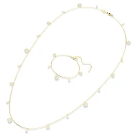 Una Angelic strandage, Crystal pearl, Round cut, White, 18K gold finish