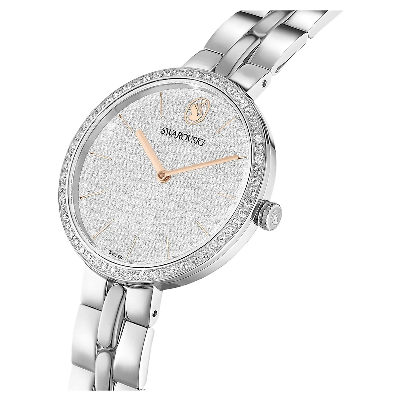 Cosmopolitan watch, Swiss Made, Metal bracelet, Silver tone, Stainless steel by SWAROVSKI