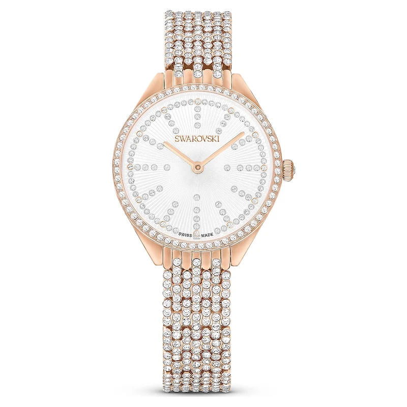 Attract watch, Swiss Made, Metal bracelet, Rose gold tone, Rose gold-tone finish by SWAROVSKI
