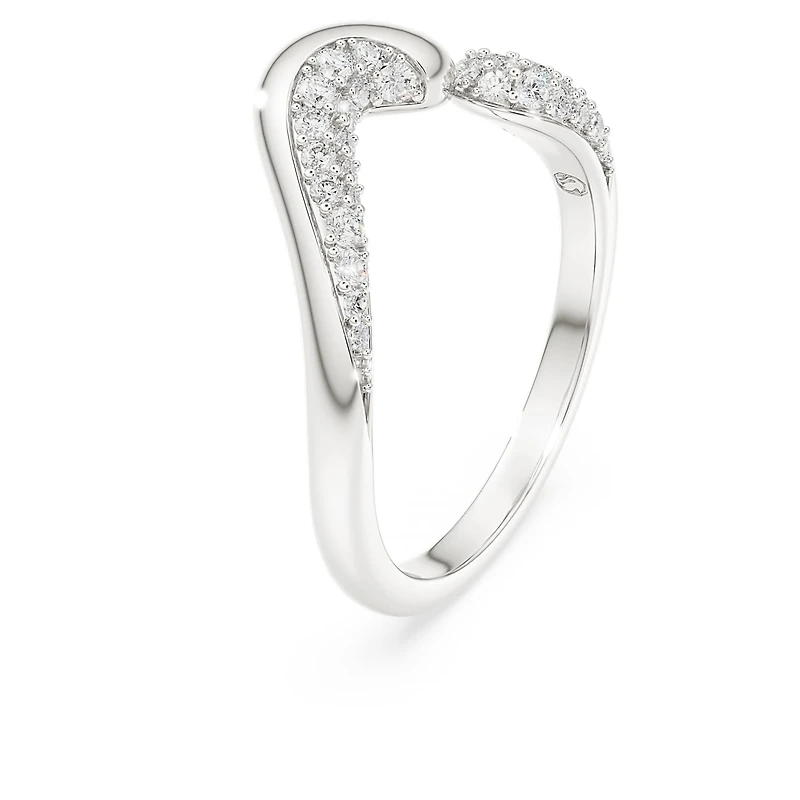 Swarovski Classica open ring, Round cut, White, Sterling silver