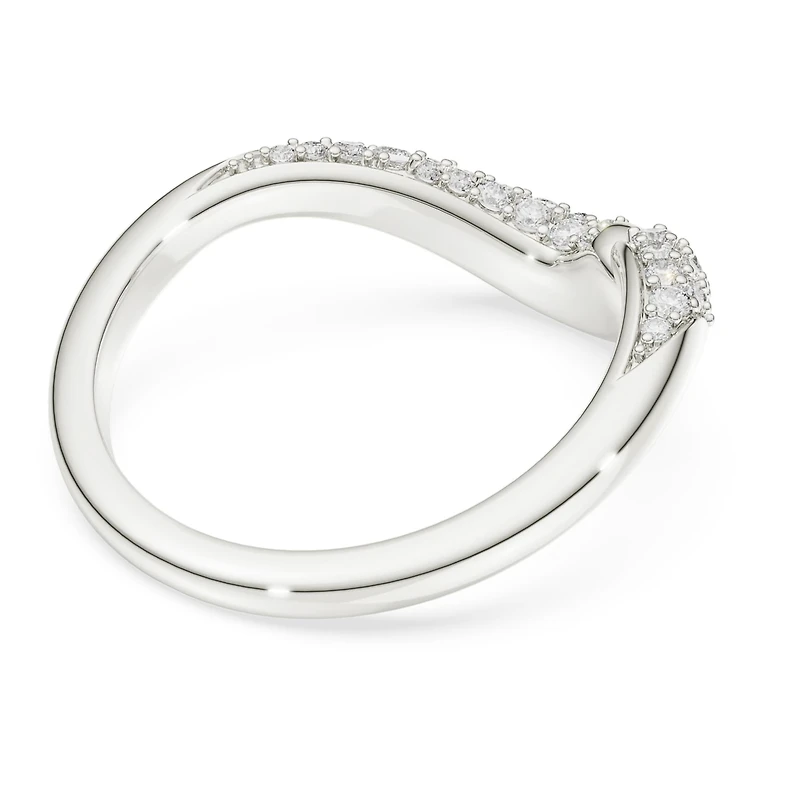 Swarovski Classica open ring, Round cut, White, Sterling silver
