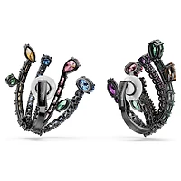 Matrix clip earrings, Mixed cuts, Bouquet, Multicoloured, Ruthenium plated by SWAROVSKI