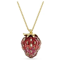 Idyllia pendant, Mixed cuts, Strawberry, Red, Gold-tone plated by SWAROVSKI